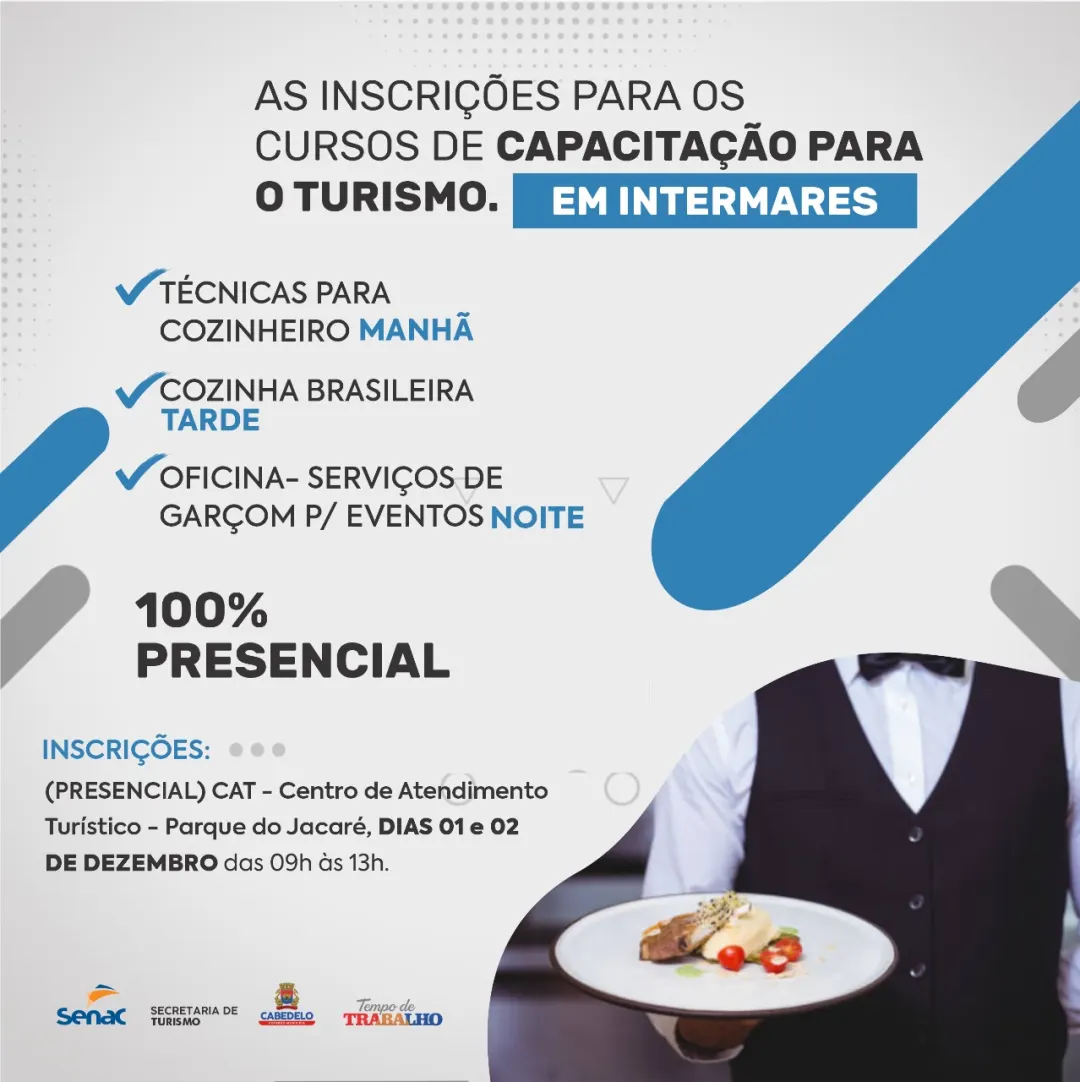 Cabedelo vai abrir inscrições para cursos de qualificação em Gastronomia